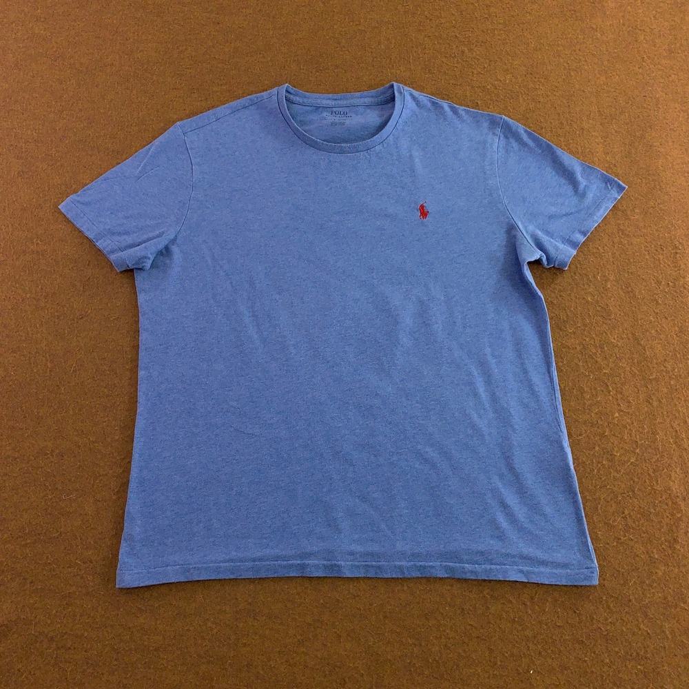 Polo Ralph Lauren Mens Large Blue Heather Red Pony Short Sleeve T-Shirt